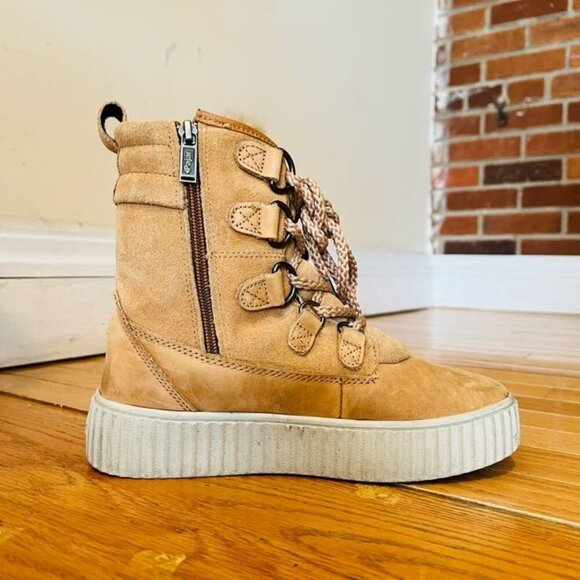 Pajar Cade Canada Shearling Insulated Tan Leather Ankle Winter Boot 6-6.5 - Picture 14 of 16